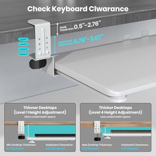 Large Keyboard Tray Under Desk, Pull Out Keyboard & Mouse Tray for Typing - Image 5