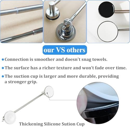 Sneatup Suction Cup Extendable 17-29" Stainless Steel Towel Bar (Brushed Nickel) - Image 5