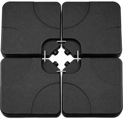 4 Pack Square Offset Cantilever Umbrella Base, Heavy Duty Water Sand Fillable Stand Supports Up to 176 Lbs, Stable Outdoor Holder for Patio Backyard Shades, Black by Unknown