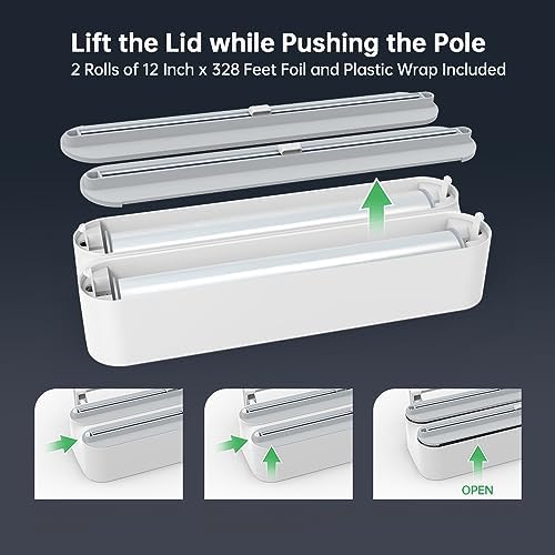 Magnetic Wrap Dispenser with Cutter - 3-in-1 Kitchen Organization and Storage for Plastic Wrap, Aluminum Foil & Paper Towel Holder | Strong Magnet Fridge & Wall Mount (Includes Wrap & Foil) - Image 5