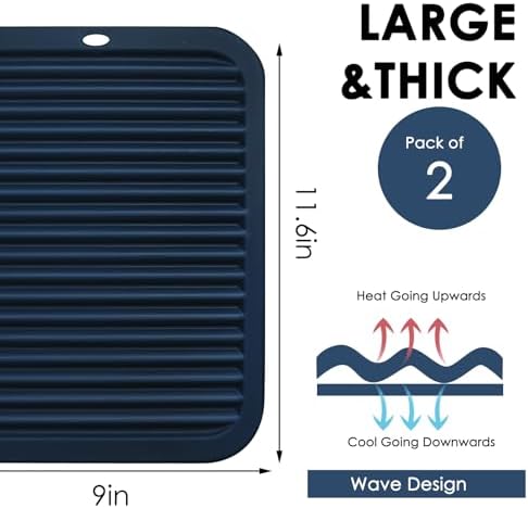 Silicone Mats for Kitchen Counter, 9x12'' Trivets for Hot Pots and Pans, Navy Blue Silicone Trivets for Hot Dishes, Protect Table Quartz Countertops - Image 4