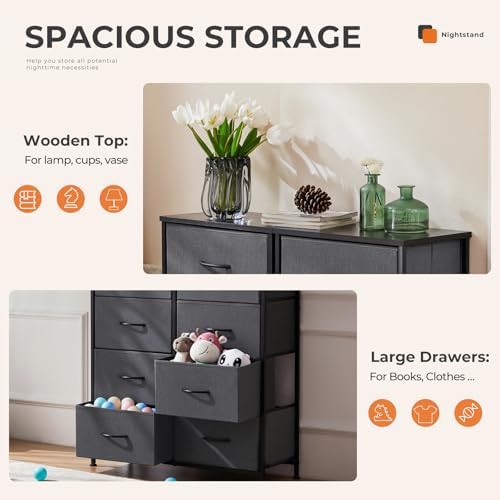 Sweetcrispy 8 Drawer Fabric Dresser for Bedroom, Tall Dresser, Dark Grey - Image 5