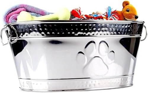 BREKX Steel Metal Pet Storage & Dog Toy Bin w/ Handles, Chew Proof by BREKX
