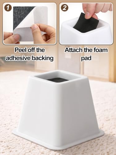 Apipi 4 Inch Stable Heavy Duty Bed Risers for Dorm Twin XL, 4 Pack - Image 5
