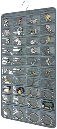 Hanging Jewelry Organizer for Closet Wall Door Double-Sided Jewelry Holder for Earrings, Necklaces, Rings 1 Pcs (Grey) by Unknown