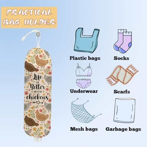 Chicken Flowers Plastic Bag Holder, Chicken Gifts for Women Mom Grandma - Image 3