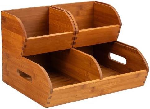 Potato and Onion Storage Bin, Stackable Bamboo Pantry Organizer and Storage, Carbonized Bamboo by HomewareExpress