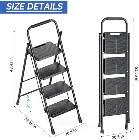 KINGRACK 4 Step Ladder, Portable Folding Ladder with Anti-Slip Pedals - Image 5