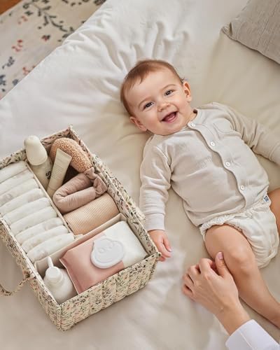Blissful Diary Floral Diaper Caddy Organizer Storage Basket, Pastoral Daisy - Image 6