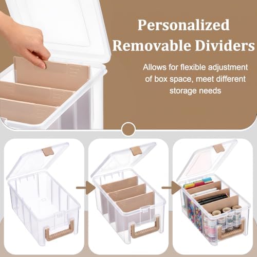 BTSKY Clear Plastic Dividing Storage Box with 4 Deep Compartment Sewing Box - Image 4