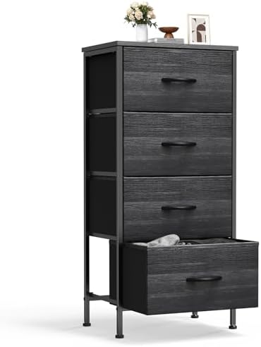 Sweetcrispy Dresser for Bedroom, 4 Drawer Storage Cabinet, Tall Nightstand by Sweetcrispy