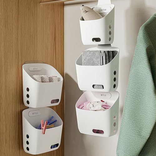 LeleCAT Plastic Hanging Basket Kitchen Storage organizer, Basket with Detachable hook, Hang it behind a door or on a railing, Over the Cabinet Door (Light Gray, Small) 2pack - Image 6