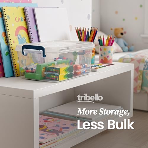 Tribello Plastic Storage Bins with Lids, Clear Stackable Storage Containers - 9.5 Qt - 2 Pack - Image 5