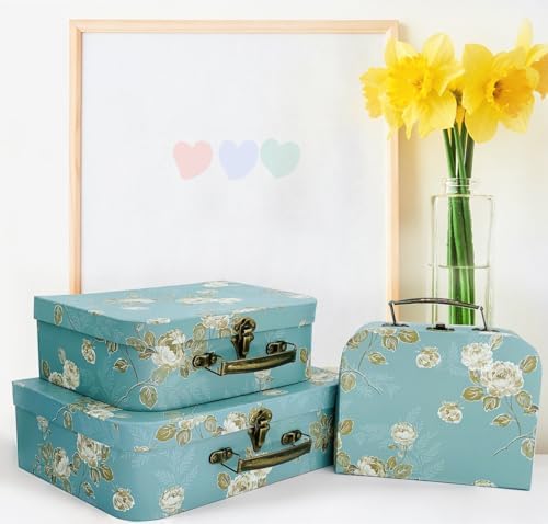 Decorative Box Set - 3 Storage Boxes with Lids, Keepsake & Trinket Boxes, Mini Luggage Gift Box, Vintage Suitcases Home Decoration - Image 5