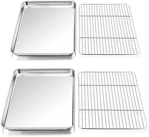 P&P CHEF 16 Inch Baking Sheet with Rack Set, Pans with Flat Racks by PPCHEF