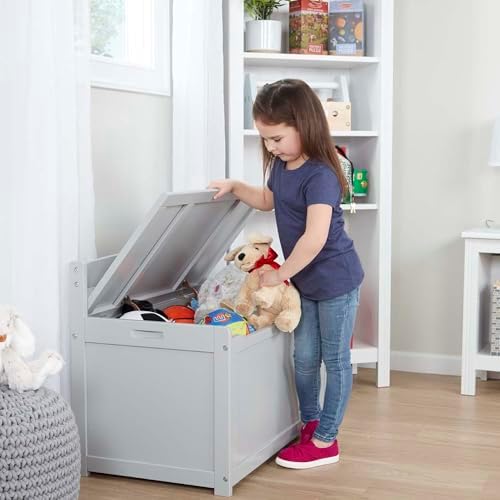 Melissa & Doug Wooden Toy Chest Gray Furniture Organizer - Image 2