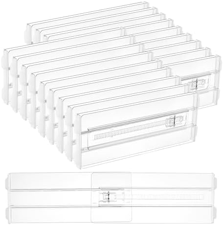 Vtopmart 18 Pack Drawer Dividers for Clothes, 4" High 10.2"-16.5" Adjustable Expandable Dresser Drawer Organizer, Clear Plastic Separators for Dresser, Baby Clothing, Underwear, Cosmetic, Toiletries by Vtopmart