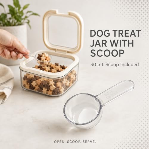 LivLab Mker Pet Treat Container, 1.59QT, One-Handed Open, Clear, Stackable - Image 4