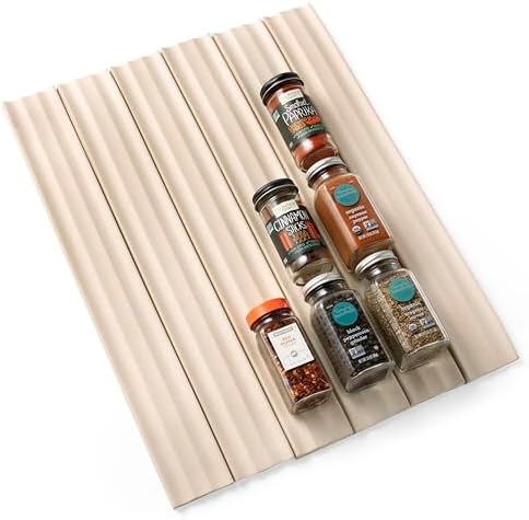 YouCopia SpiceLiner Adjustable Spice Drawer Liner, 10ft Roll, Sandstone, Seasoning and Spices Bottle Organizer Insert (Pack of 6) by YouCopia