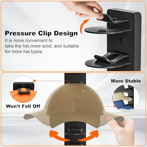 4 Pack Hat Organizer for Baseball Caps, Wall-Mount Hat Rack for Closet Door - Image 4