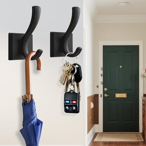 TOFIIGREM Black Towel Hooks Coat Hooks for Wall, Hand Towel Holder Robe Hook for Bathroom, Entryway Hat Hooks for Hanging Coat Towels Keys Hats (6 Pack) - Image 4