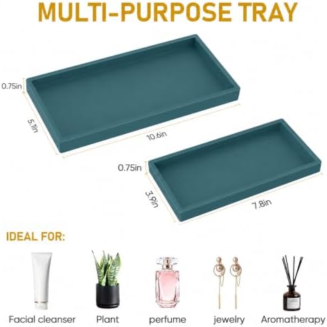 Bathroom Counter Tray,EG-SIPRO High-Grade Thickened Silicone Vanity Tray,Shatterproof Durable Rectangle Tray Soap Dispenser for Countertop,Sapphire Blue,Small+Large (EGTRAY) - Image 5