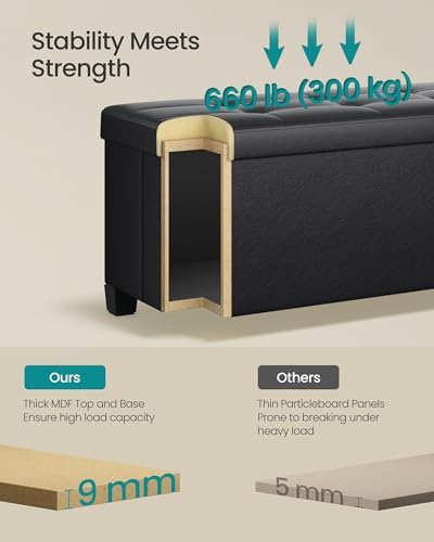 SONGMICS Storage Ottoman Bench with Legs, 43.3 Inches, 30 Gal. (112 L) - Image 5