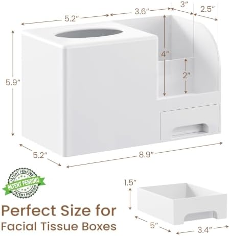Plastic Square Tissue Box Cover, Multi-Functional Tissue Holder, White - Image 3