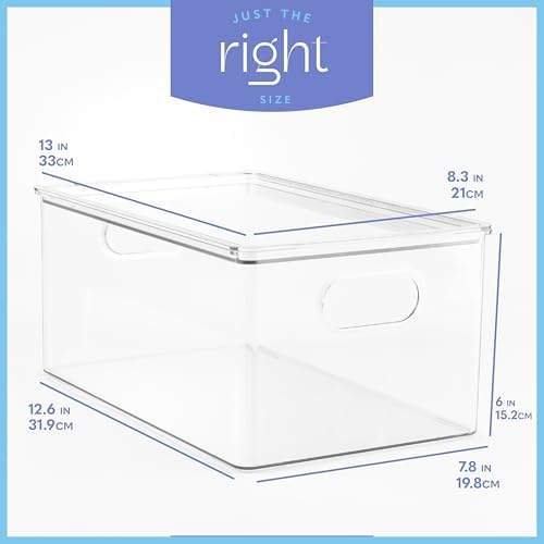 primebox Plastic Clear Stackable Storage Bins with Lids. Great for Pantry or Kitchen Organization. Fridge Organization Containers. Cabinet, Bathroom Organizer. 4 Pack - Image 4