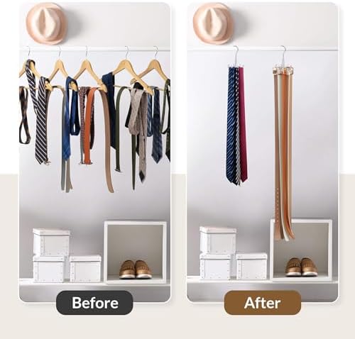 ZEDODIER 2 Pack Tie Hangers for Closet, Rotating Tie Organizer, 16 Hooks - Image 2