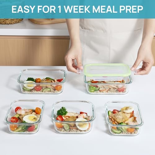 Vtopmart 8 Pack Glass Food Storage Containers with Lids Glass Green - Image 4