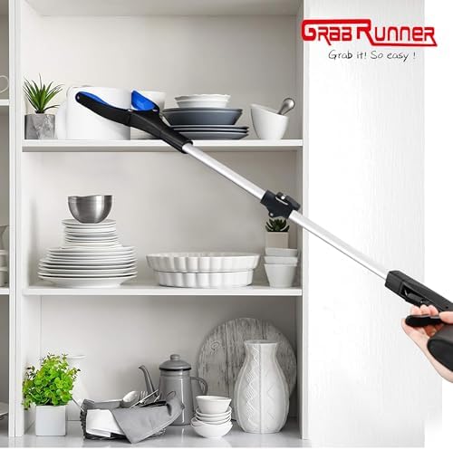 2 Pack 32 inch GrabRunner Reacher Grabber Tool with Strong Magnetic and Swivel Head (New Blue) - Image 6