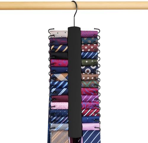 Tie Hanger for Closet, Wooden Tie Organizer, Holds 30 Ties by OMHOMETY
