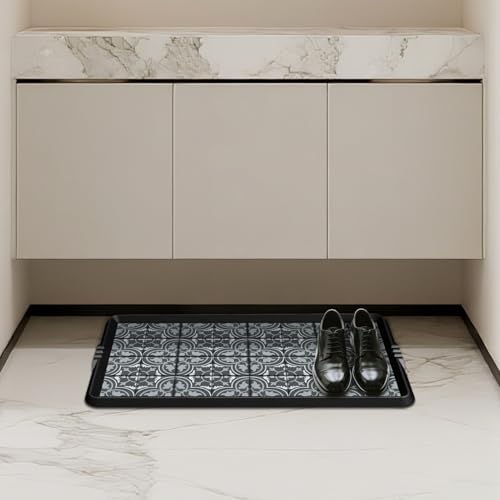 BEHERO Boot Tray Shoe Mat Decorative Patterned, Rubber Boot Matt Tray Indoor and Outdoor Use, 16" x27.5" Shoe Cleaning Mat Non-Slip, Shoe Storage Waterproof with Artistic Prints for Entryway(Gray) - Image 6