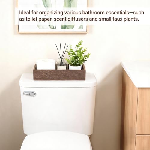 Mkono Bathroom Basket, Wood Toilet Paper Storage, Rustic Home Decor, Brown - Image 2