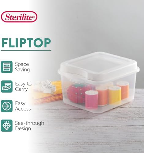 Sterilite Square Small FlipTop, Clear Plastic Storage Box, 48-Pack - Image 3