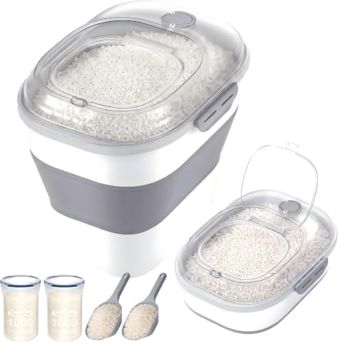 50 Lbs Rice Storage Container, Collapsible Pet Food Container by NURYOSPACESAVING