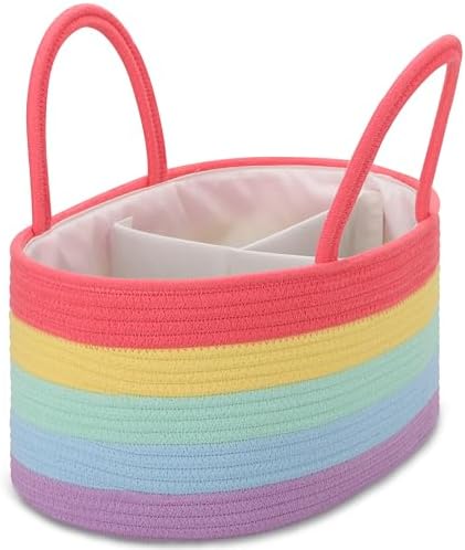 COMSE Large Cotton Rope Baby Diaper Caddy Organizer with Handles, Rainbow by COMSE