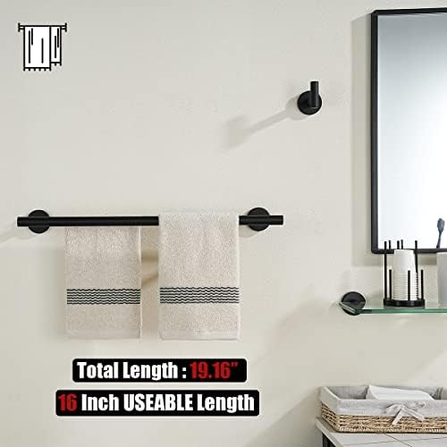 JQK Black Double Towel Bar, 19 Inch 304 Stainless Steel Thicken 0.8mm Towel Rack Bathroom, Towel Holder Matte Black Wall Mount, Useable Length 16 Inch, TB100L16-PB - Image 3