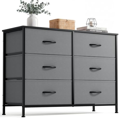 DUMOS 6 Drawer Dresser for Bedroom, Wide Storage Chest of Drawers Cabinet by DumosLifestyle