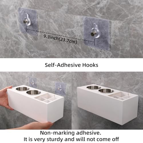 Hair Dryer Holder and Tool Organizer, Wood, White - Image 4