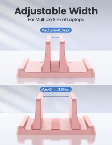 Vaydeer Vertical Laptop Stand Holder Plastic Adjustable Desktop Notebook Dock Space-Saving 3 in 1 for All MacBook Pro Air, Mac, HP, Dell, Microsoft Surface, Lenovo, up to 17.3 inches (Pink) - Image 7