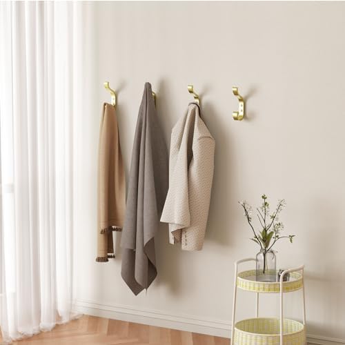 Coat Hooks Wall Mount,Heavy Duty Wall Hooks for Backpack,Towel,Gold 6 Pack - Image 4