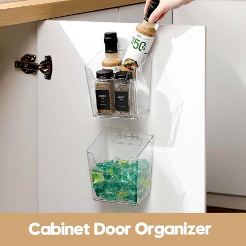 6 Pack Cabinet Door Organizer Adhesive, Compact,Clear Wall Storage Bins(L) - Image 4