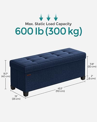 SONGMICS Storage Ottoman Bench, Foldable Foot Rest with Legs - Image 2