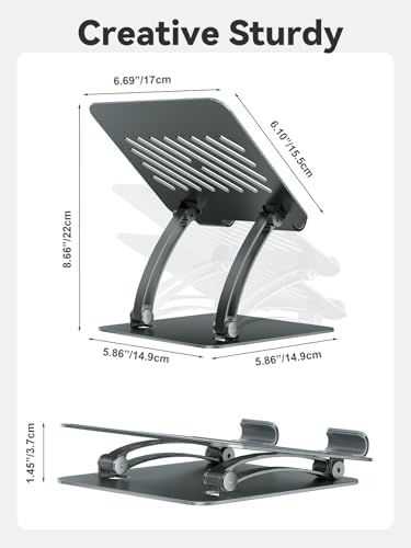 tounee Tablet Holder Stand, Dual Rod Adjustable Aluminum Desktop Stand, Compatible with 4.7-16.9" iPads, Surface Tablets, Portable Monitors, Kindle & More (Gray) - Image 6
