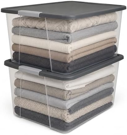 HOMZ Secure Latch, Clear Plastic Storage Organizer Bins, 64 Quart, 4 Pack - Image 2