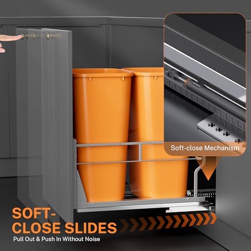 YJHome Double Pull Out Trash Can Cabinet with Soft-Close Slides - Image 4