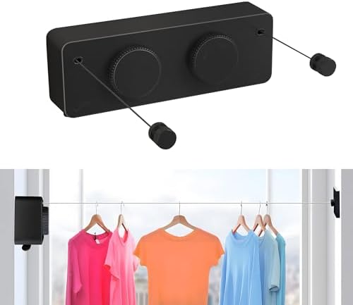 JOOM Double Retractable Clothesline, 2 x 13.8 FT, 40 LB Heavy-Duty, Black by JOOM