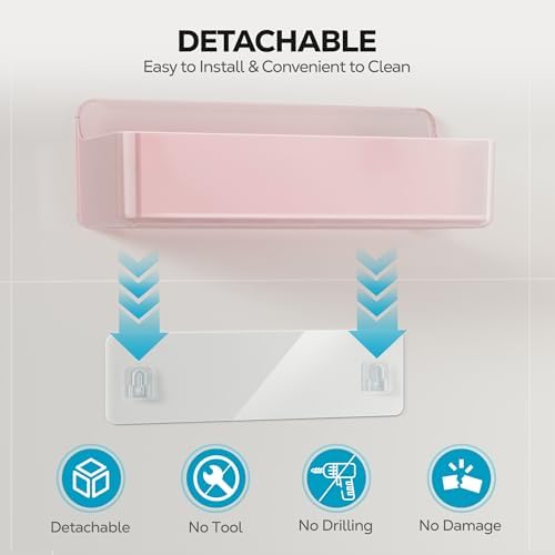 Nieifi Adhesive Shower Shelves, Pink, 5 Pieces - Image 5